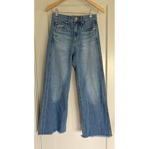 Veronica Beard Taylor Raw Hem High Waist Crop Wide Leg Jeans Size 25